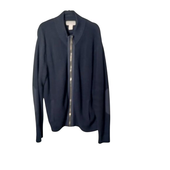 Duluth Trading Co Mens Size 2XL Brigadier Full Zip Mock Wool Blend Sweater Black - Picture 1 of 7